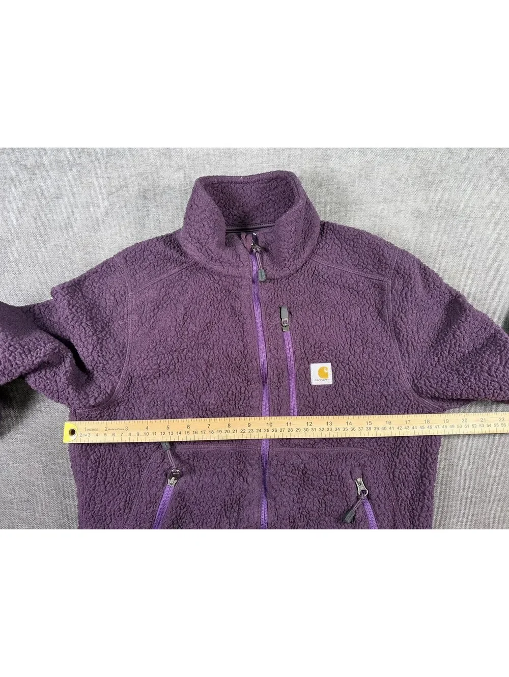 Carhartt XS Relaxed Fit Purple Fleece Jacket Made in Jordan